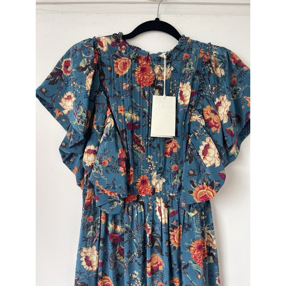 Ulla Johnson Ilaria Silk Dress Bluette Floral PF240130 NWT Size 0 Maxi Boho Tier - Picture 5 of 10